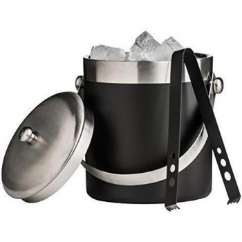 Premier Housewares 508699 - Cubitera esmaltada y pinzas, 14 x 12 x 18  cm, color negro