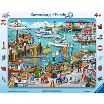 Puzzle Infantil Ravensburger Un Día en el Puerto - 24 Piezas, Puzzle con Marco para Niños a Partir de 4 Años