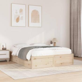 Cama sin colchón 150x200 cm en madera maciza de pino Vidaxl Marrón