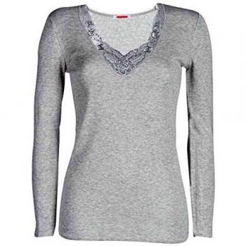 Damart Camiseta de Manga Larga de Malla Calada – 38988 Ropa Interior, Gris, S Mujer