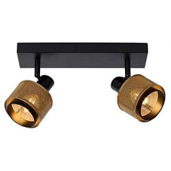 Foco de techo Rafa moderno con rejilla, 2 luces orientables E14