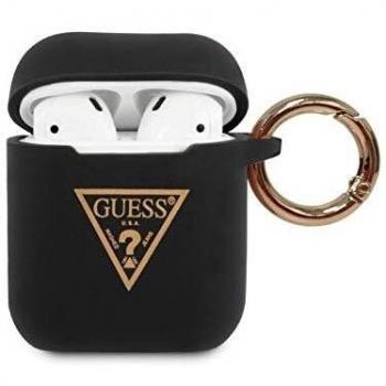 Guess GUACA2LSTLBK - Carcasa de Silicona para AirPods, diseño de triángulo, Color Negro