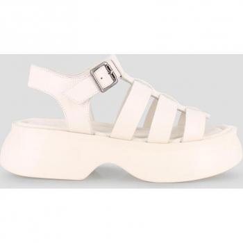 Sandalias de plataforma de mujer de piel con cierre de hebilla Blogger RIM 81435 blancas