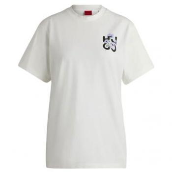 Camiseta HUGO Vintage manga corta blanca y negra para mujer - Talla M