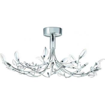 Lámpara colgante Wisteria de cromo y cristal blanco con diseño floral de 10 brazos múltiples, bombilla G4