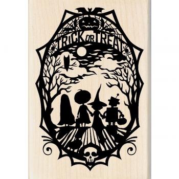 Inkadinkado Halloween montato timbro 2,75 X 4-trucco o trattamento di taglio carta
