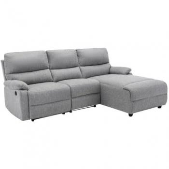 Sofá rinconera relax eléctrico de tela LUNANO - Gris claro - Ángulo derecho
