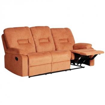 Sofá 3 Plazas Reclinable Manual de Tela Naranja Bergen
