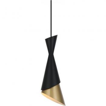 Colgante de diseño Malia Acero Negro 1 bombilla 108cm, moderno, color Negro y Dorado, con una luz E27