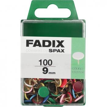 FADIX Chinchetas Planas de Acero Inoxidable Colores Surtidos 9mm Caja de 100 Unidades
