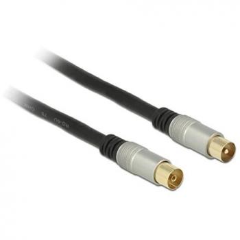 Cable Antena Premium IEC Macho a IEC Hembra RG-6/U Cuádruple Blindaje 2 m Negro