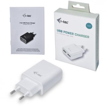 i-tec Cargador USB de Pared 2 Puertos 2.4A Blanco