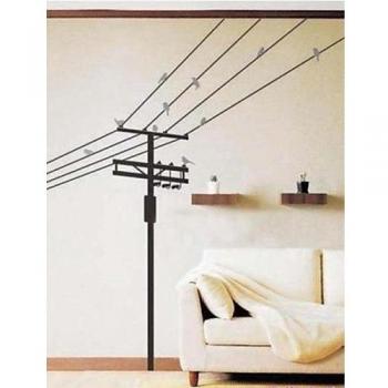 XF adhesivos de pared pegatinas de pared, poste de telégrafo y pájaros pvc pegatinas de pared