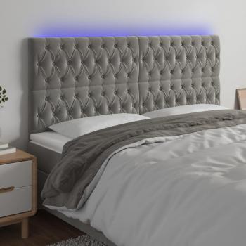 Cabecero Led Gris Claro 180x7x111/128 cm en Terciopelo con luces led