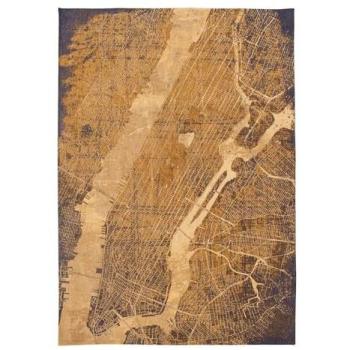 Alfombra de salón tejido plano Cities Gatsby Oro 100 x 140 cm - Louis de Poortere