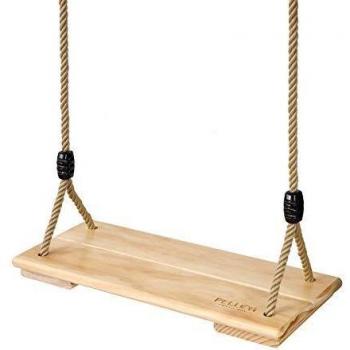 PELLOR Columpio Infantil, Columpio de Madera para Exterior e Interior Asiento de Madera Pino con Cuerda Regulables para Niños y Adultos,Ideal para Patio Jardin