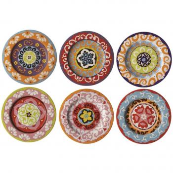 Rose & Tulipani Nador Conjunto de 6 Platos de Color Estilo mediterráneo mezclando 13 cm