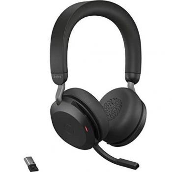 Jabra Evolve2 75 Wireless PC Headset with 8-Microphone Technology - Dual Foam Stereo Headphones with