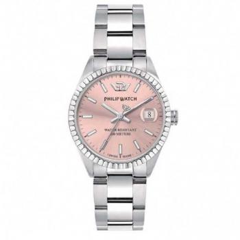 Philip Watch Caribe Urban Swiss Made Women's Quartz Watch - Stainless Steel with Pink Dial, 100M Water Resistant