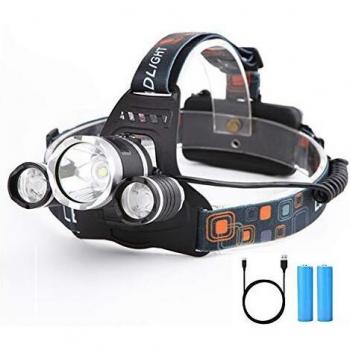 Yizhet Linterna Frontal LED Recargables, Linterna Cabeza 3000 Lúmenes Alta Potencia 300 Metros, Luz Frontal 4 Modos & 90° Ajustable Diadema Impermeable IPX4 para Emergencia, Apagón, Camping Ciclismo