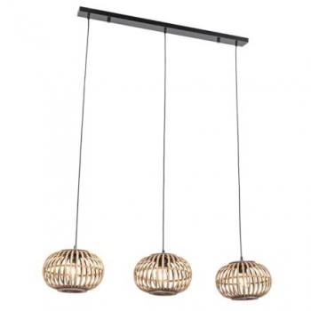 Lámpara colgante oriental de bambú alargada con 3 luces Amira