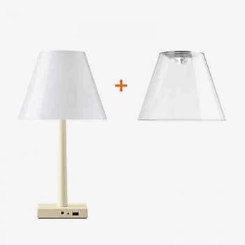Lámpara de sobremesa LED recargable bronce Dina+ T1