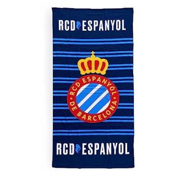 Toalla de Algodón RCD Espanyol 180x90 con franjas y escudo del equipo