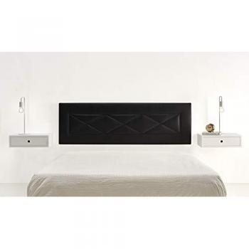 Cabecero tapizado R55, válido para camas de 135, 140 y 150 cm, color chocolate y negro. Medidas: 155 cm x 55 cm x 3 cm