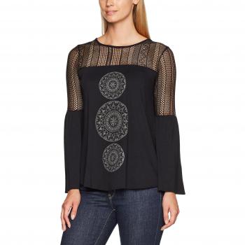 Desigual Ts_Neusifu, Camisa Manga Larga para Mujer, Negro