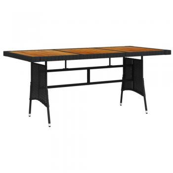 Mesa de jardín negra 160x70x72cm de Polyrattan y Acacia maciza
