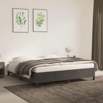Cama de terciopelo gris oscuro 160x200 cm
