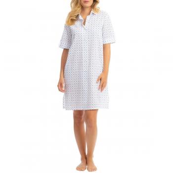 Lohe Vestido Bordado Topos - Vestido corto de verano, abierto, confeccionado en algodón con estampado a topos
