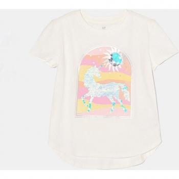Camiseta de niña manga corta cuello redondo de Gap