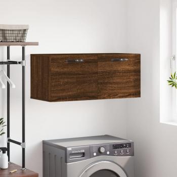 Mueble de pared de madera multicapa en color roble marrón, dimensiones 80x36,5x35 cm