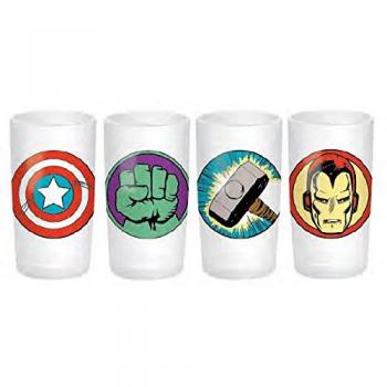 Marvel Comics Vengadores Iron Man Thor Hulk Capitán América juego de 4 vasos de chupito con licencia oficial mercancía