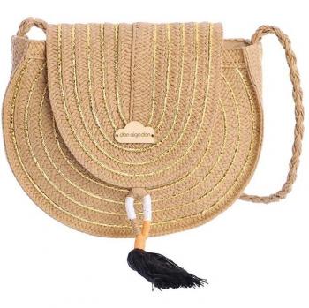 Bolso de hombro para mujer DON ALGODON Coimbra de rafia con cremallera