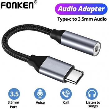 Adaptador FONKEN USB C Tipo C a 3,5 mm - Cable AUX Convertidor de Audio