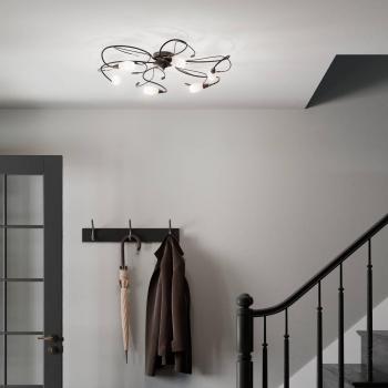 Lindby Lámpara de techo Claudi, marrón envejecido, 6 llamas, G9, para salón y comedor