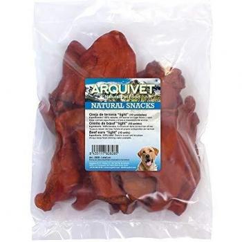 ARQUIVET Oreja de ternera light - Bolsa 10 uds - Snacks 100% naturales para perros - Chuches, premios, recompensas, golosinas, chucherías para perros - Tendones deshidratados