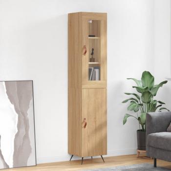 Aparador de madera contrachapada roble Sonoma 34,5x34x180 cm Marrón