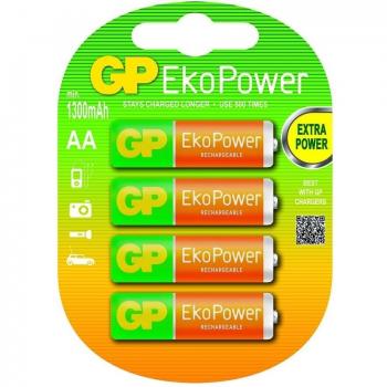 GP EkoPower - Blíster de 4 pilas recargables AA