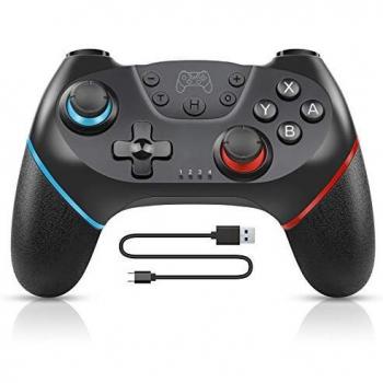 Timoom Mandos para Nintendo Switch, Wireless Bluetooth Pro Controller Gamepad Joystick Controlador Inalámbrico con Función Gyro Axis/Dual Shock y Turbo para Switch/Lite