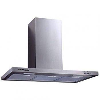 Orbegozo DS 57190 B IN - Campana extractora decorativa 90 cm, acero inoxidable, capacidad de extracción 642,4 m3/h, 3 filtros de aluminio desmontables, 3 niveles de potencia, chimenea ajustable