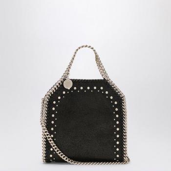 Stella McCartney Women's Falabella Stud Micro Bag in Black, Faux Leather Chain Handbag, Size: ONE SIZE
