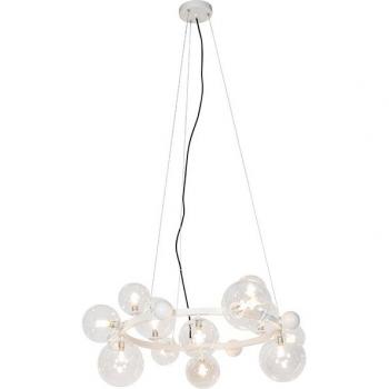 Lámpara colgante Art Deco blanca con cristal transparente 12 luces - David
