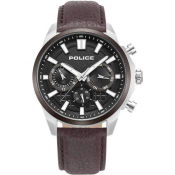 Reloj de hombre Police Rangy PEWJF0021040 de piel sintética con correa marrón y diseño negro