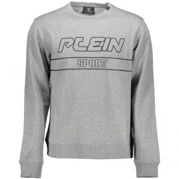 Plein Sport Gray Cotton Sweatshirt - XXL, Male, Long Sleeve, Logo Design