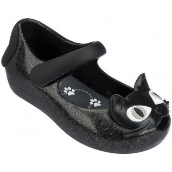 Melissa Shoes Mini Ultragirl Kitty 14, Black Glitter 24 Black Glitter