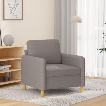 Sillón Tortora de 60 cm - Sillón de tela gris taupé, color Gris Topo