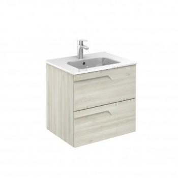 Conjunto mueble de baño compacto VITALE - ROYO, 2 cajones, color Blanco Nature, medidas: 60 cm de ancho, 46 cm de profundidad